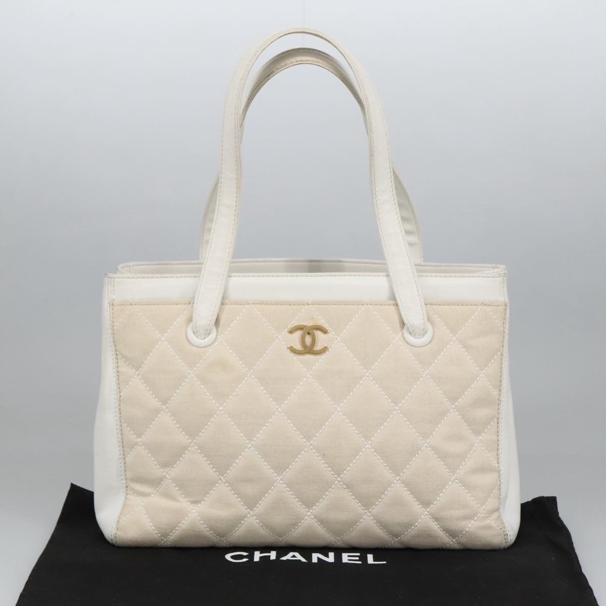 Chanel Coco Mark Gold Canvas Tote Bag (Pre-Owned) Size ONE SIZE - 10 Thumbnail