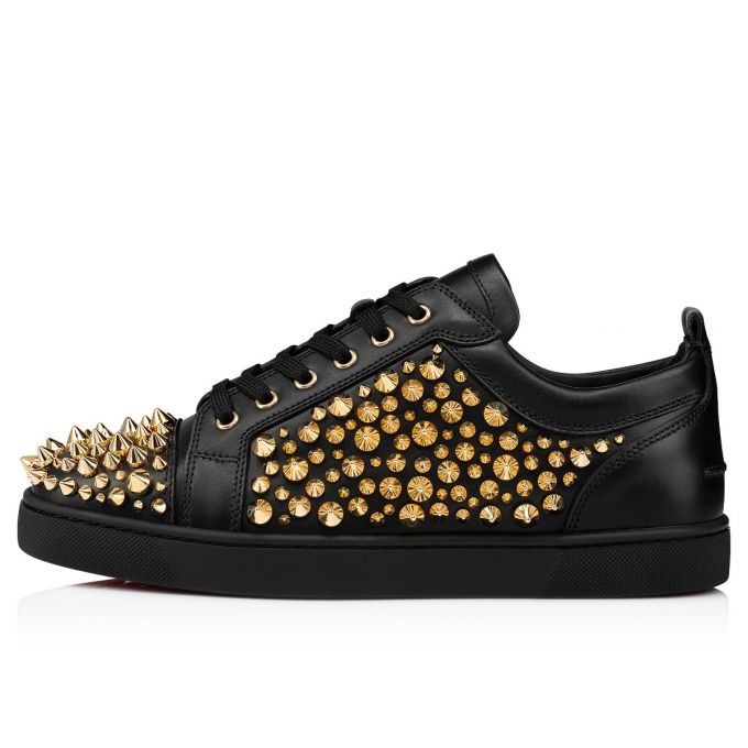 Christian Louboutin Louis Spikes Junior 2022 N Black/Dorado Size US 13 / EU 46 - 4 Thumbnail