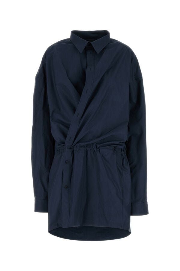 Balenciaga Navy Blue Poplin Shirt Dress Size S / US 4 / IT 40 - 3 Thumbnail