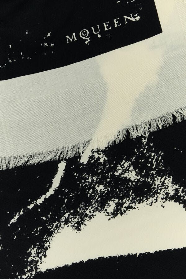 Alexander McQueen Ivory Silk Blend Scarf Size ONE SIZE - 4 Thumbnail