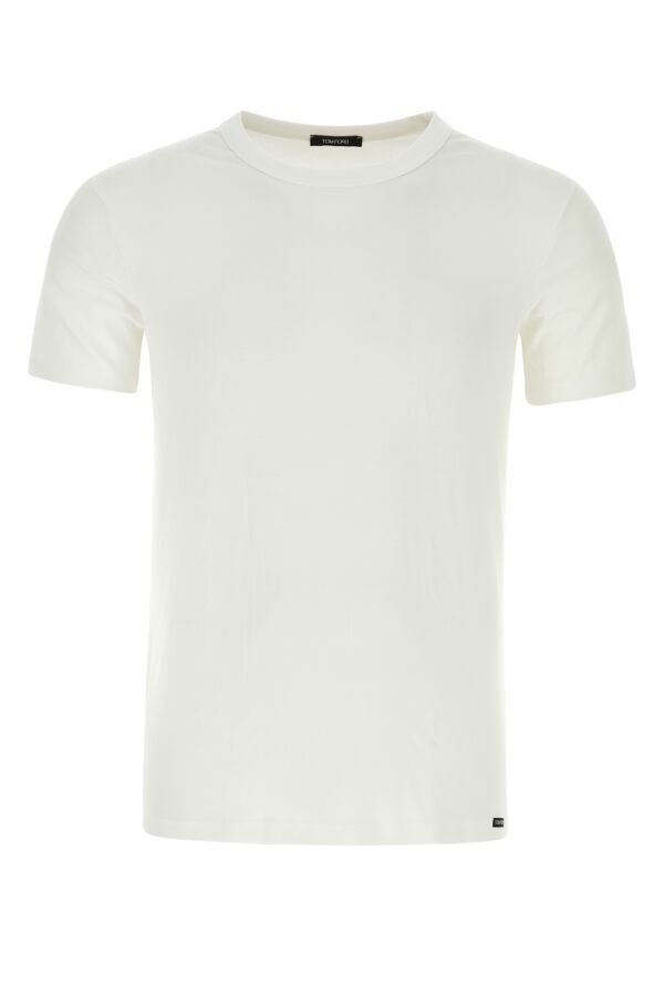 Tom Ford White Stretch Cotton Blend T-Shirt Size US L / EU 52-54 / 3 - 3 Thumbnail