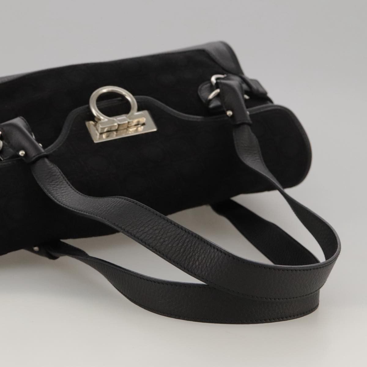 Salvatore Ferragamo Gancini Black Suede Handbag (Pre-Owned) Size ONE SIZE - 6 Thumbnail