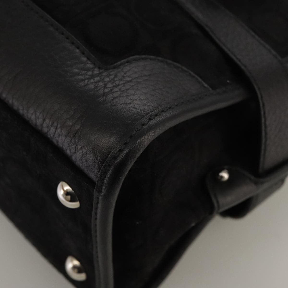 Salvatore Ferragamo Gancini Black Suede Handbag (Pre-Owned) Size ONE SIZE - 12 Thumbnail