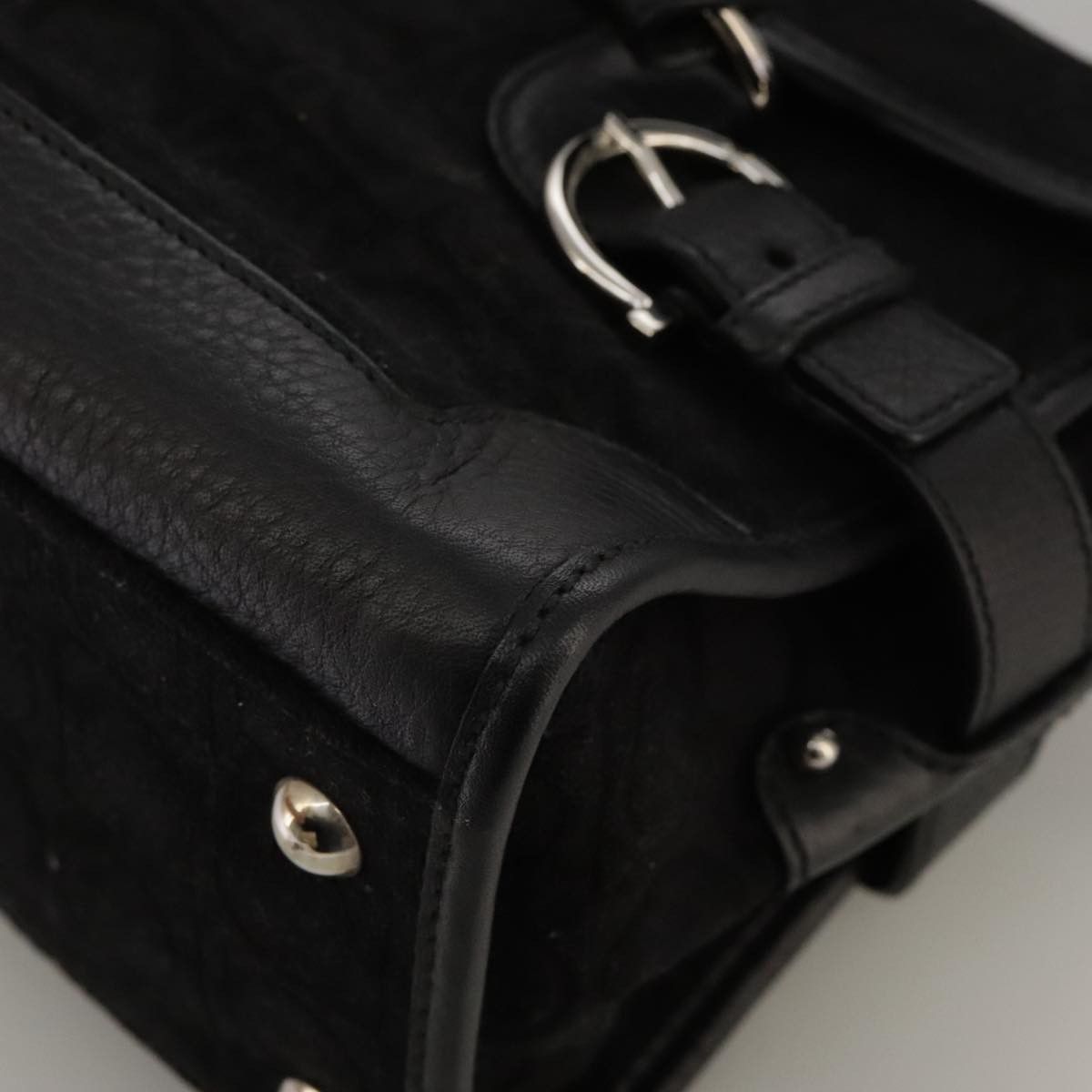 Salvatore Ferragamo Gancini Black Suede Handbag (Pre-Owned) Size ONE SIZE - 10 Thumbnail