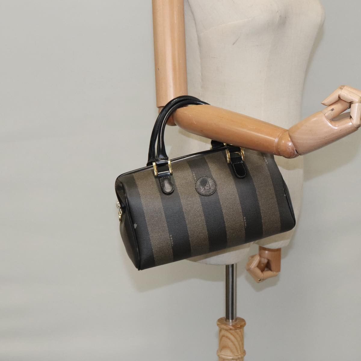 Fendi Pequin Brown Canvas Handbag (Pre-Owned) Size ONE SIZE - 11 Thumbnail