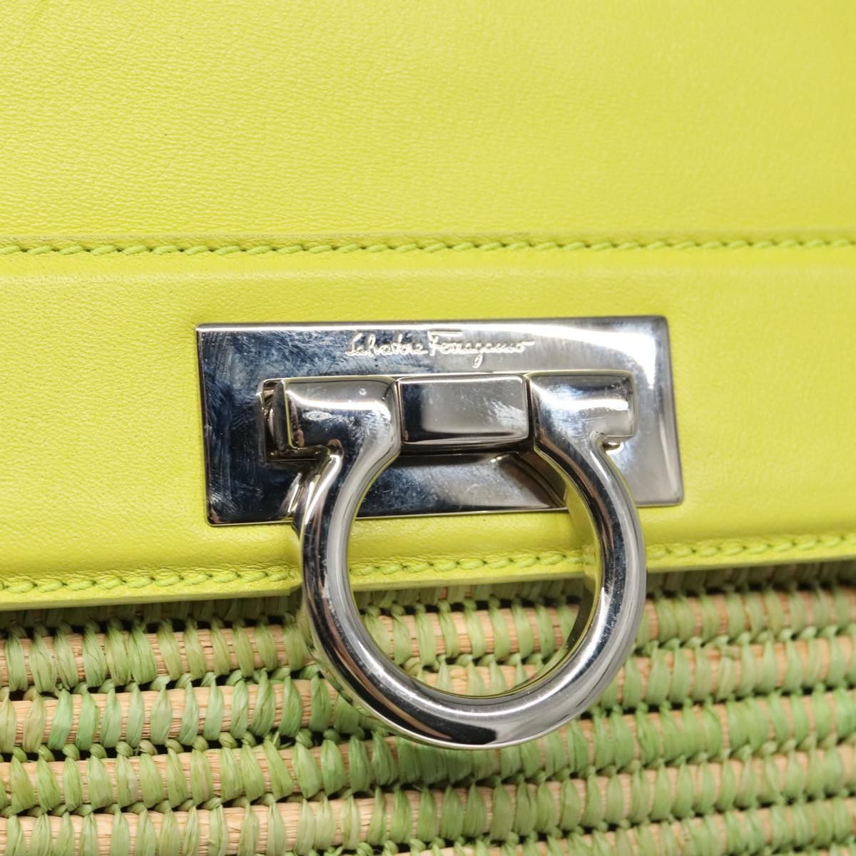 Salvatore Ferragamo Gancini Green Wood Handbag (Pre-Owned) Size ONE SIZE - 6 Thumbnail