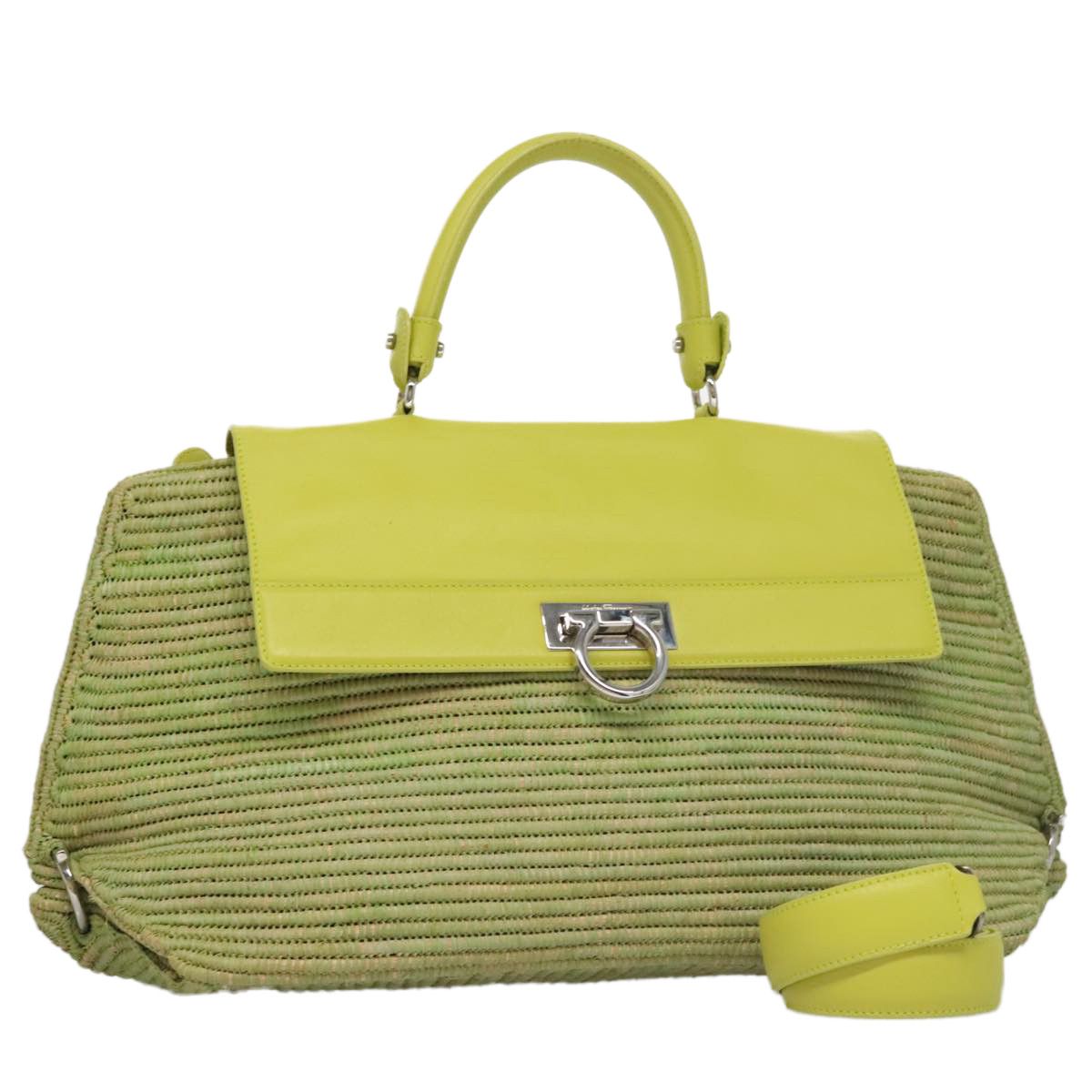 Salvatore Ferragamo Gancini Green Wood Handbag (Pre-Owned) Size ONE SIZE - 12 Thumbnail