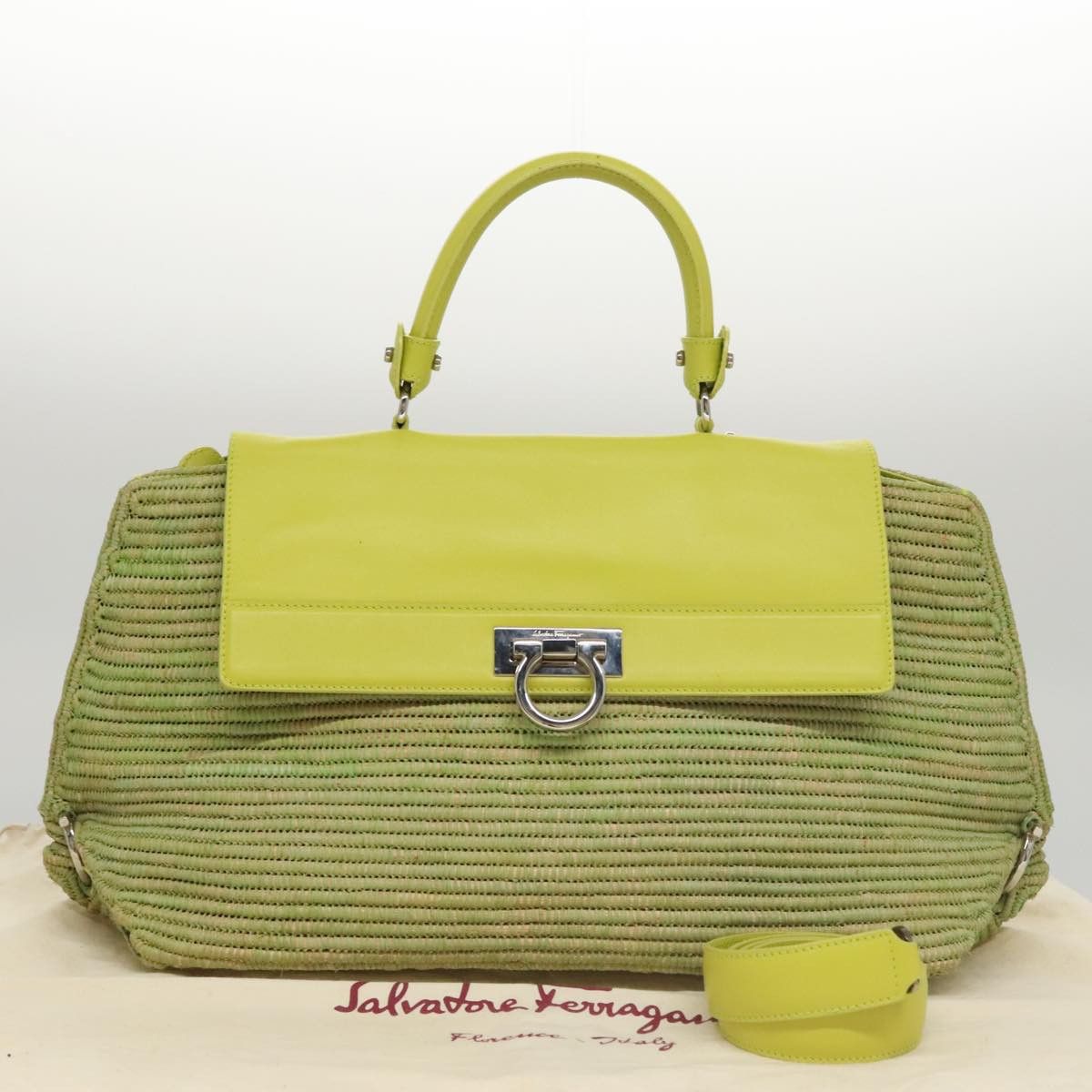 Salvatore Ferragamo Gancini Green Wood Handbag (Pre-Owned) Size ONE SIZE - 10 Thumbnail