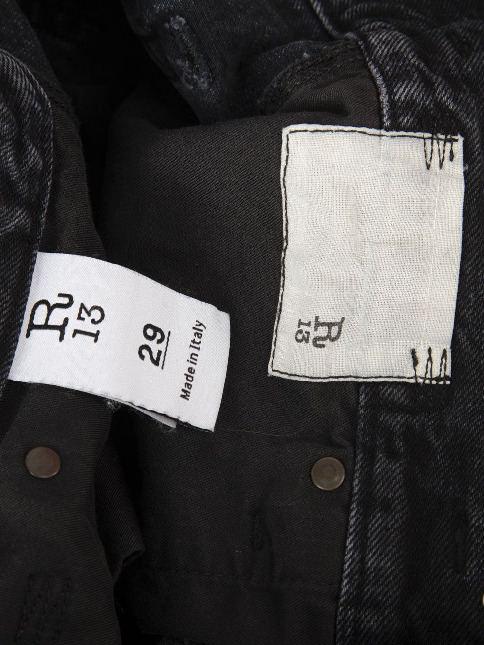 R13 Black Faded Denim Cropped Jeans Size 30" / US 8 / IT 44 - 5 Thumbnail