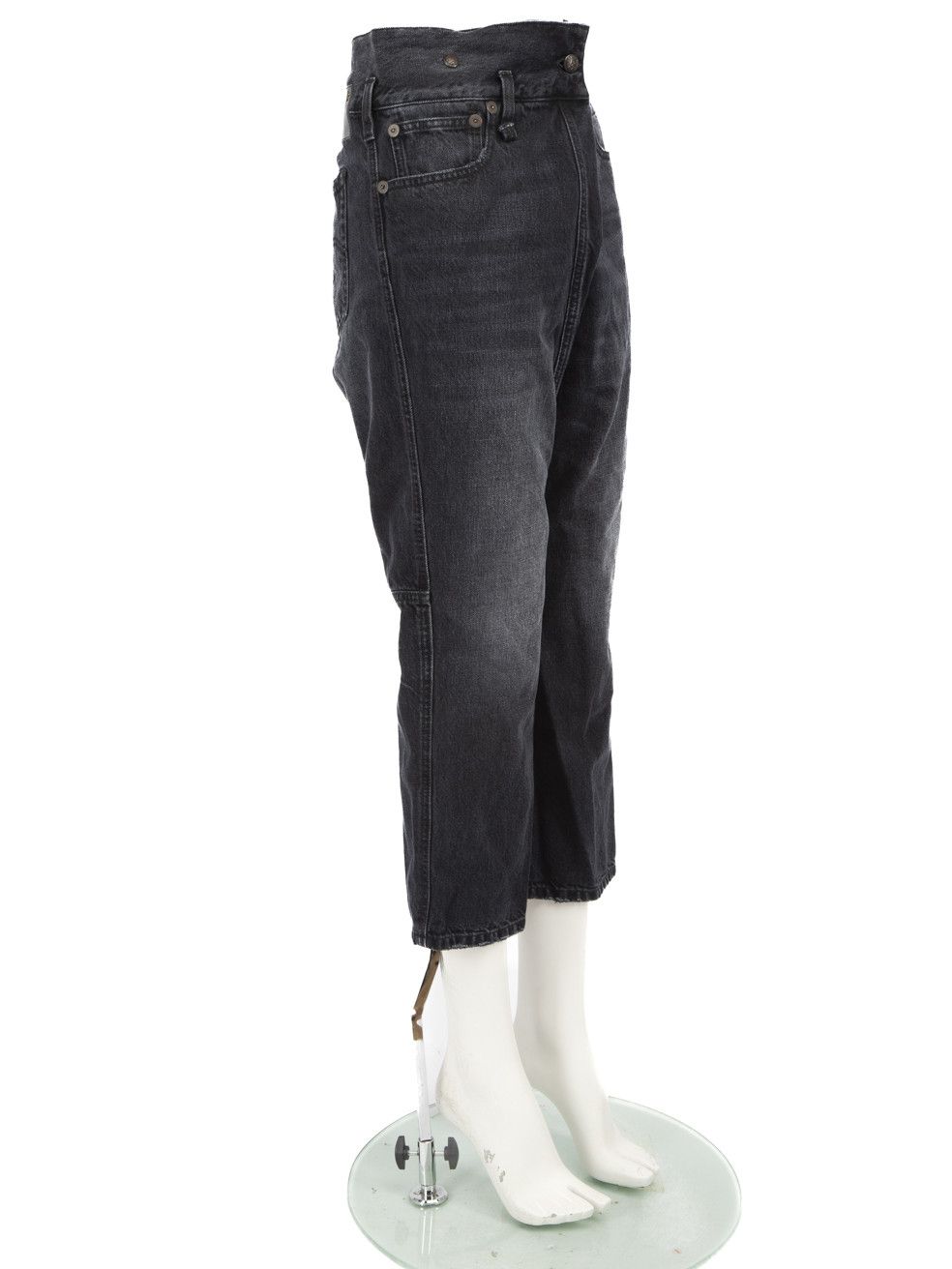 R13 Black Faded Denim Cropped Jeans Size 30" / US 8 / IT 44 - 2 Thumbnail