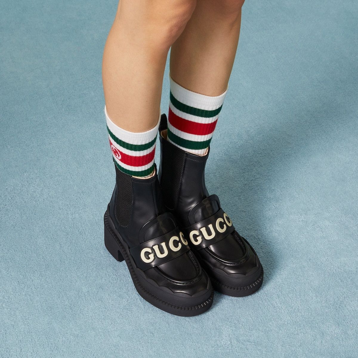 Gucci Leather Platform Boots with white Gucci Logo Size US 5 / IT 35 - 5 Thumbnail