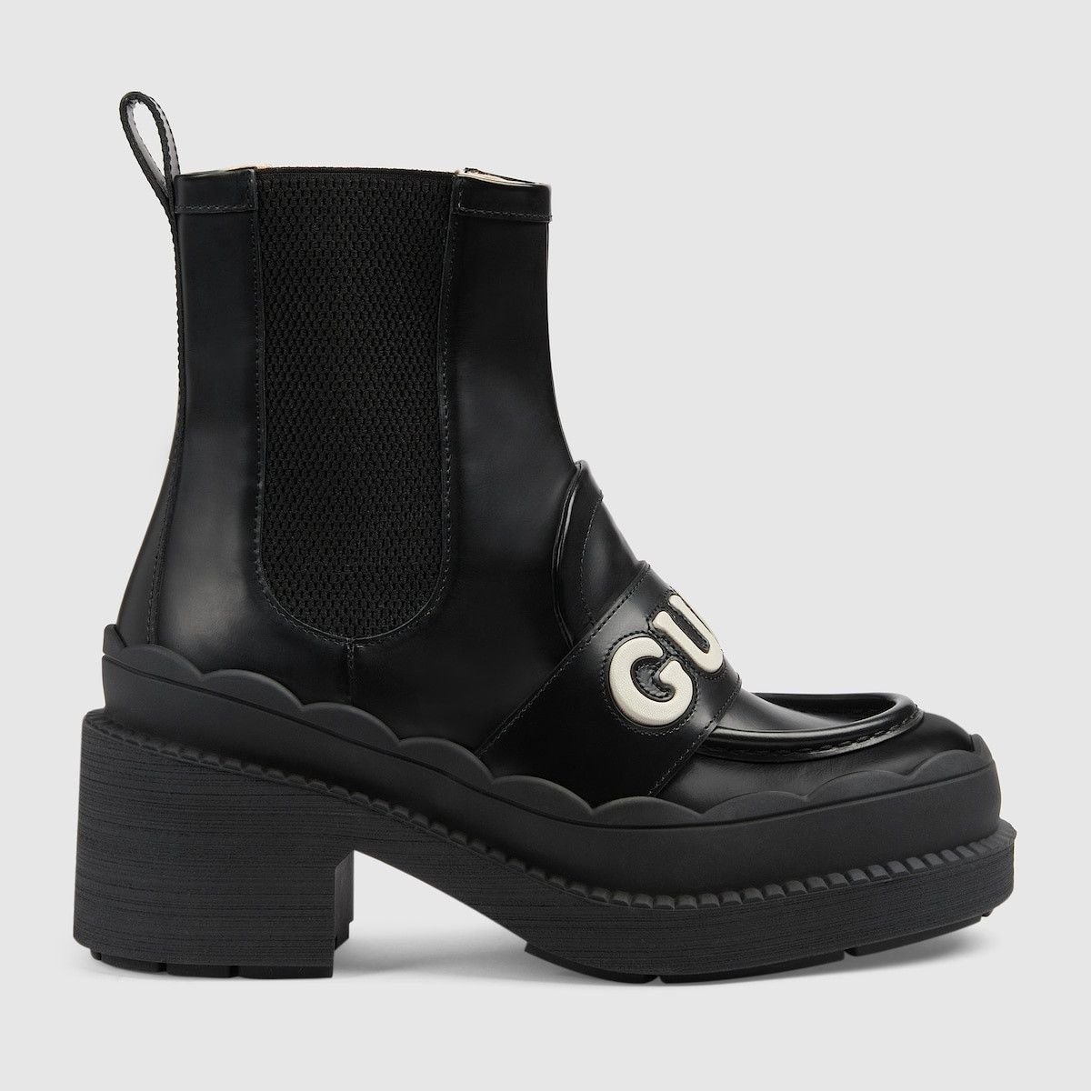 Gucci Leather Platform Boots with white Gucci Logo Size US 5 / IT 35 - 2 Thumbnail