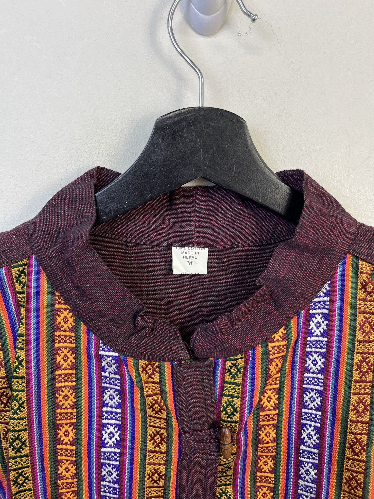 Flannel × Vintage Vintage Vest 1980s Nepalese Hand Made Patterned Striped Button Up Shirt Size M Size US M / EU 48-50 / 2 - 2 Thumbnail