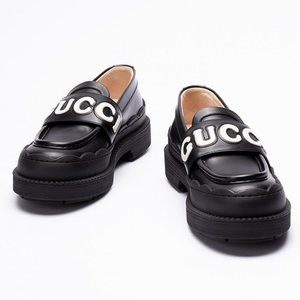 Gucci Leather Platform Loafer Shoes with white Gucci Logo Size US 9 / IT 39 - 2 Thumbnail