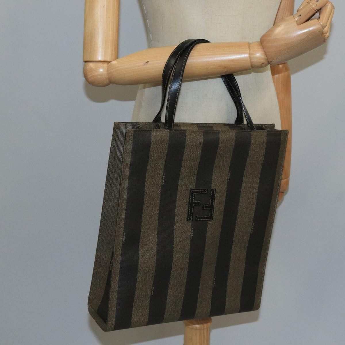 Fendi Pequin Brown Canvas Handbag (Pre-Owned) Size ONE SIZE - 10 Thumbnail