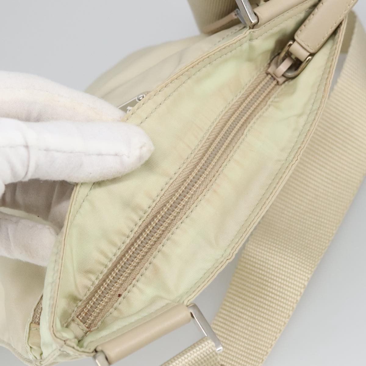Prada Tessuto Ecru Synthetic Shoulder Bag (Pre-Owned) Size ONE SIZE - 6 Thumbnail