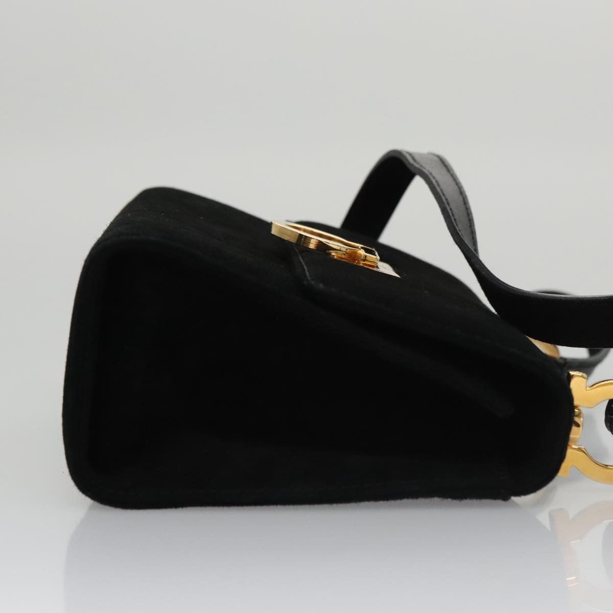 Salvatore Ferragamo Gancini Black Suede Shoulder Bag (Pre-Owned) Size ONE SIZE - 3 Thumbnail