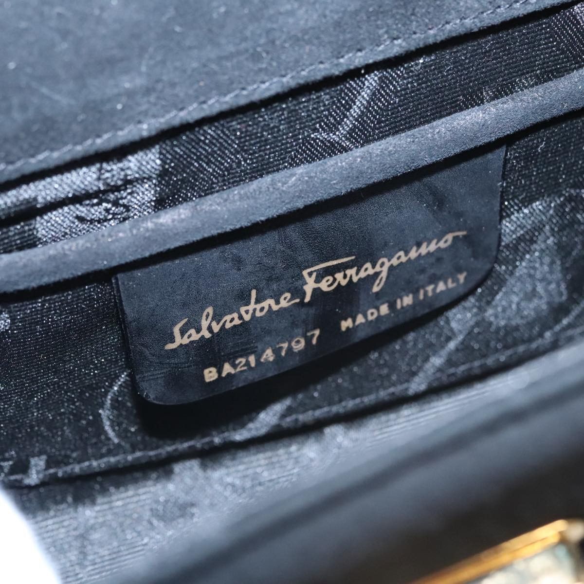 Salvatore Ferragamo Gancini Black Suede Shoulder Bag (Pre-Owned) Size ONE SIZE - 19 Thumbnail