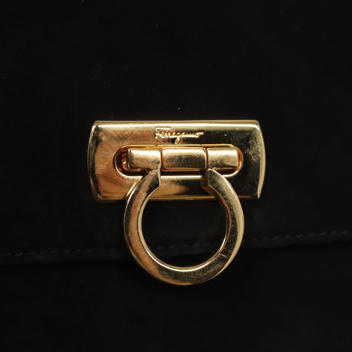 Salvatore Ferragamo Gancini Black Suede Shoulder Bag (Pre-Owned) Size ONE SIZE - 18 Thumbnail