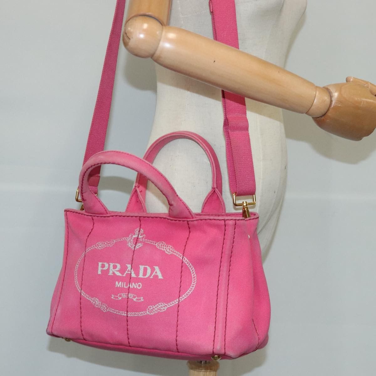 Canapa Pink Canvas Handbag (Pre-Owned)