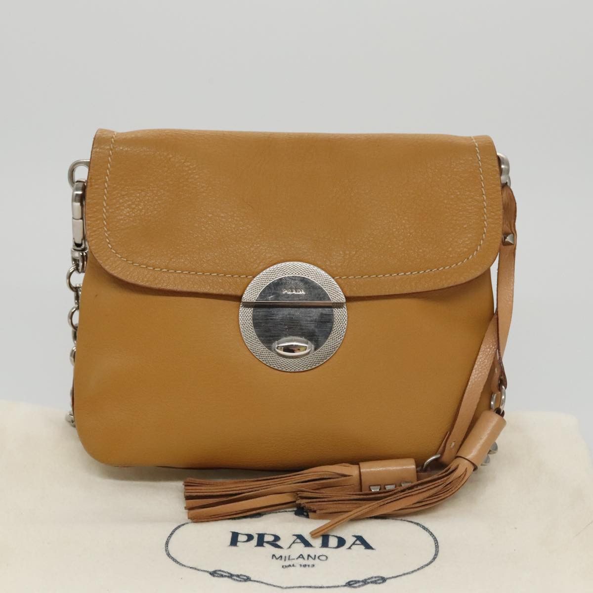 Prada Saffiano Camel Leather Shoulder Bag (Pre-Owned) Size ONE SIZE - 12 Thumbnail