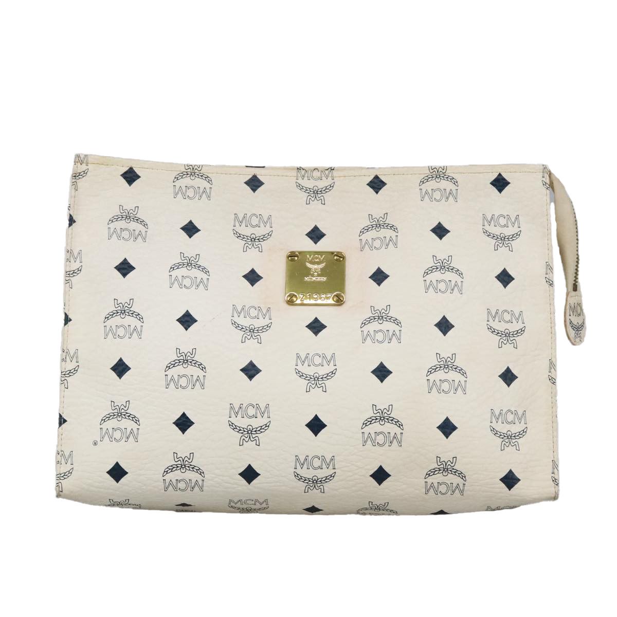 MCM Visetos White Canvas Clutch Bag (Pre-Owned) Size ONE SIZE - 18 Thumbnail