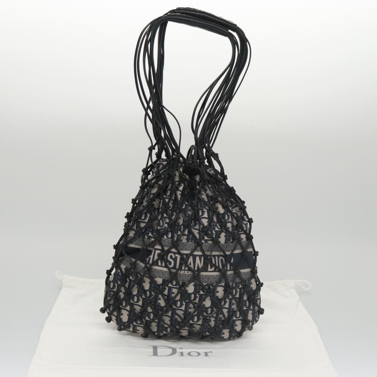 Dior Trotter Navy Canvas Handbag (Pre-Owned) Size ONE SIZE - 11 Thumbnail