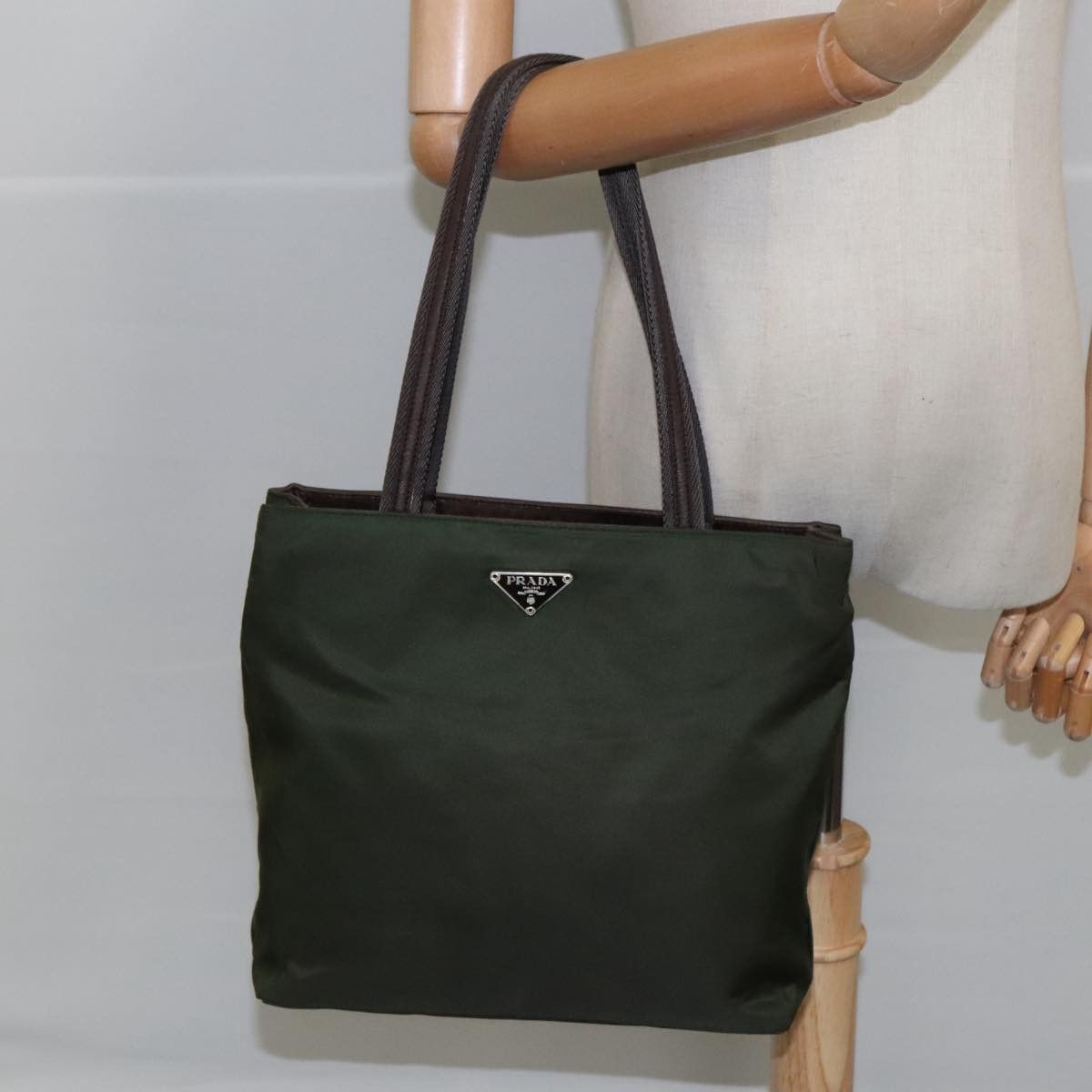Prada Khaki Synthetic Tote Bag (Pre-Owned) Size ONE SIZE - 11 Thumbnail