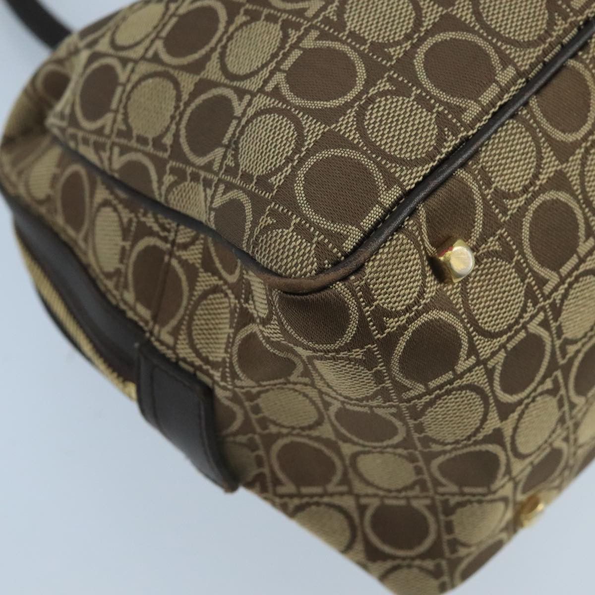 Salvatore Ferragamo Gancini Beige Canvas Handbag (Pre-Owned) Size ONE SIZE - 16 Thumbnail