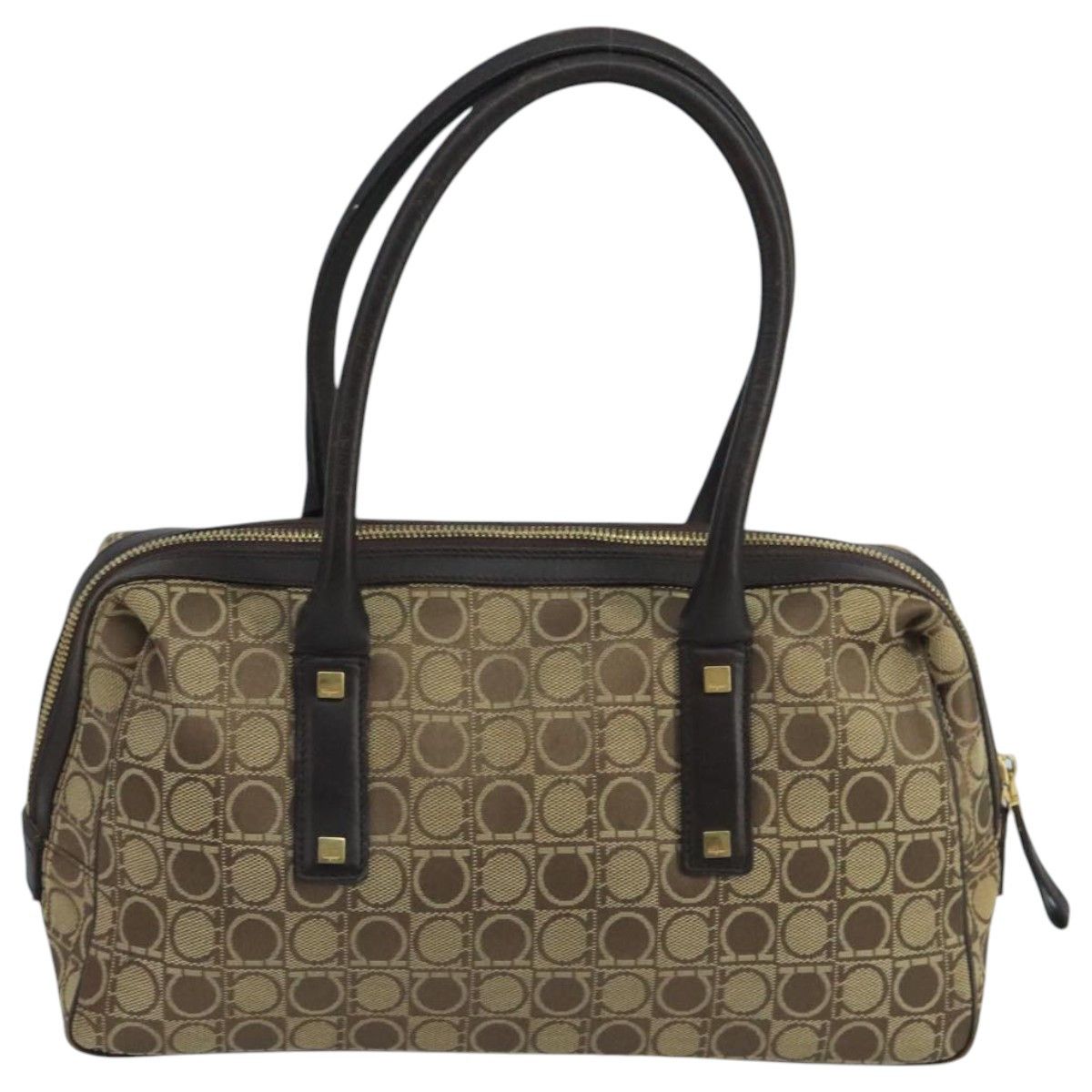 Salvatore Ferragamo Gancini Beige Canvas Handbag (Pre-Owned) Size ONE SIZE - 2 Thumbnail