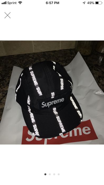 Supreme Supreme Reflective Text Camp Cap Black | Grailed