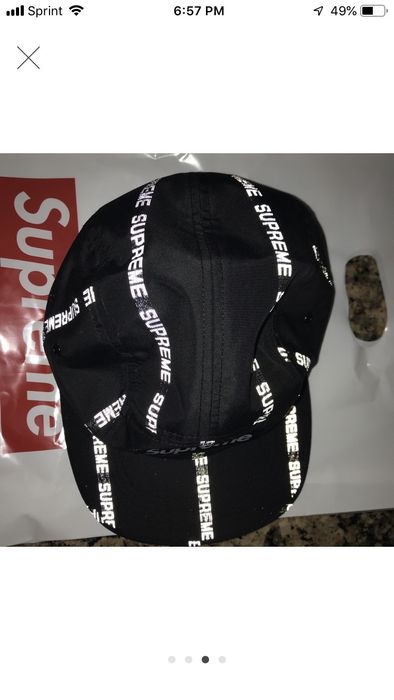 Supreme Supreme Reflective Text Camp Cap Black | Grailed