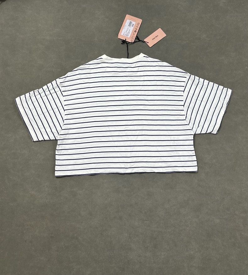 Miu Miu Miu Miu 24SS Letter Applique Relaxed Striped Short Sleeve Shirt Size US S / EU 44-46 / 1 - 2 Thumbnail