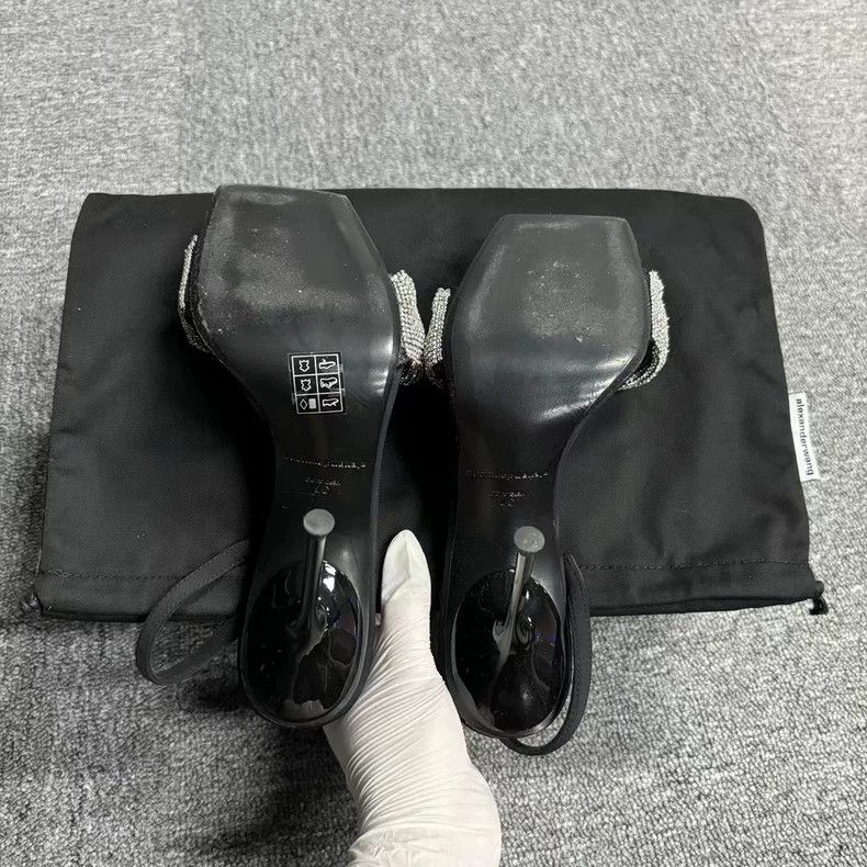 Alexander Wang Alexander Wang's latest black square-toe full-diamond stiletto heels Size US 5 / EU 37 - 6 Thumbnail