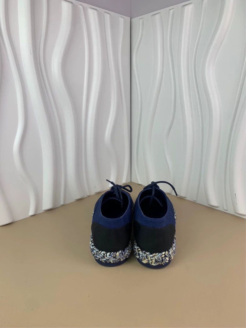 Chanel Chanel Chanel Blue and Black Colorblock Logo Embossed Woven Design Low-top Laced Casual Shoes Size US 6.5 / EU 39-40 - 4 Thumbnail