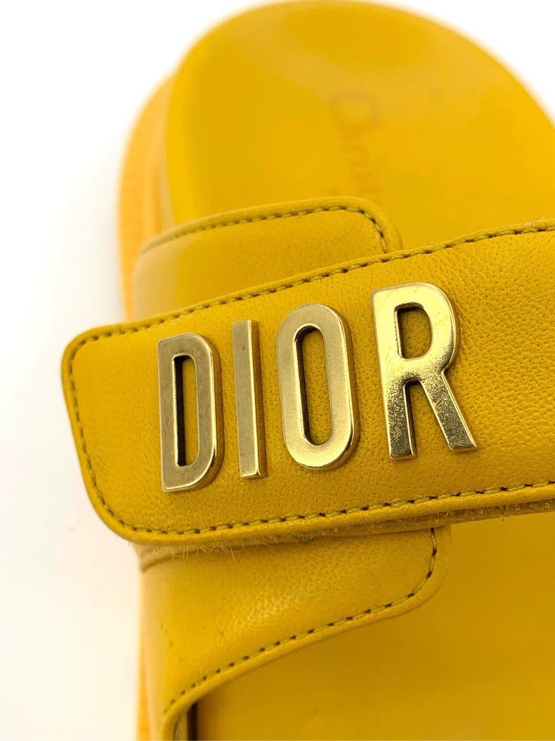 Dior Dior Dior Size 38 Yellow Logo Letter Magic Tape One-strap Leather Sandals Size US 5.5 / EU 38 - 8 Thumbnail