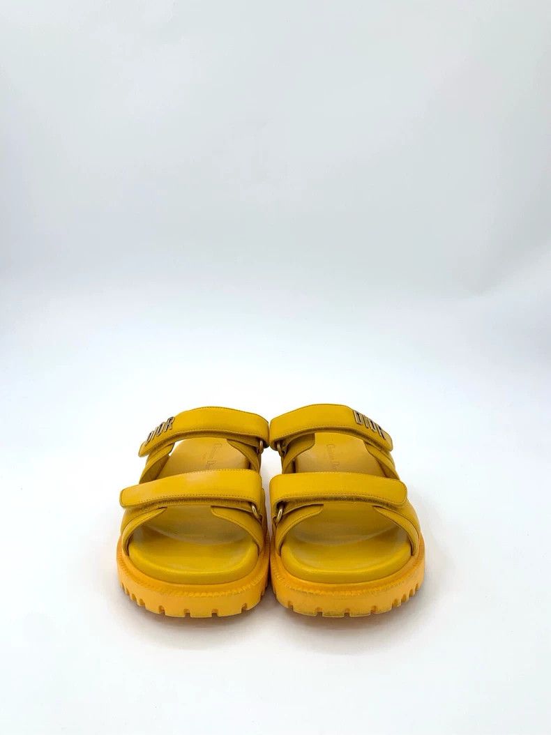 Dior Dior Dior Size 38 Yellow Logo Letter Magic Tape One-strap Leather Sandals Size US 5.5 / EU 38 - 3 Thumbnail