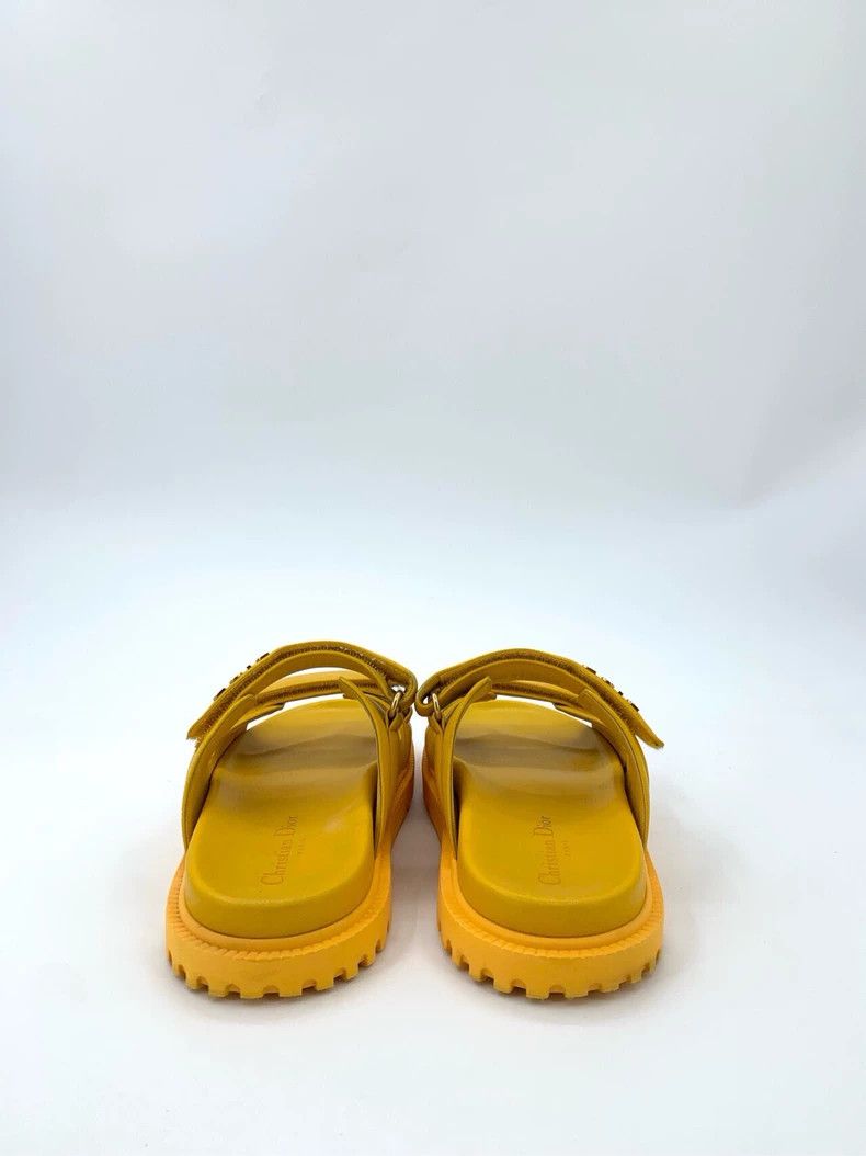 Dior Dior Dior Size 38 Yellow Logo Letter Magic Tape One-strap Leather Sandals Size US 5.5 / EU 38 - 4 Thumbnail