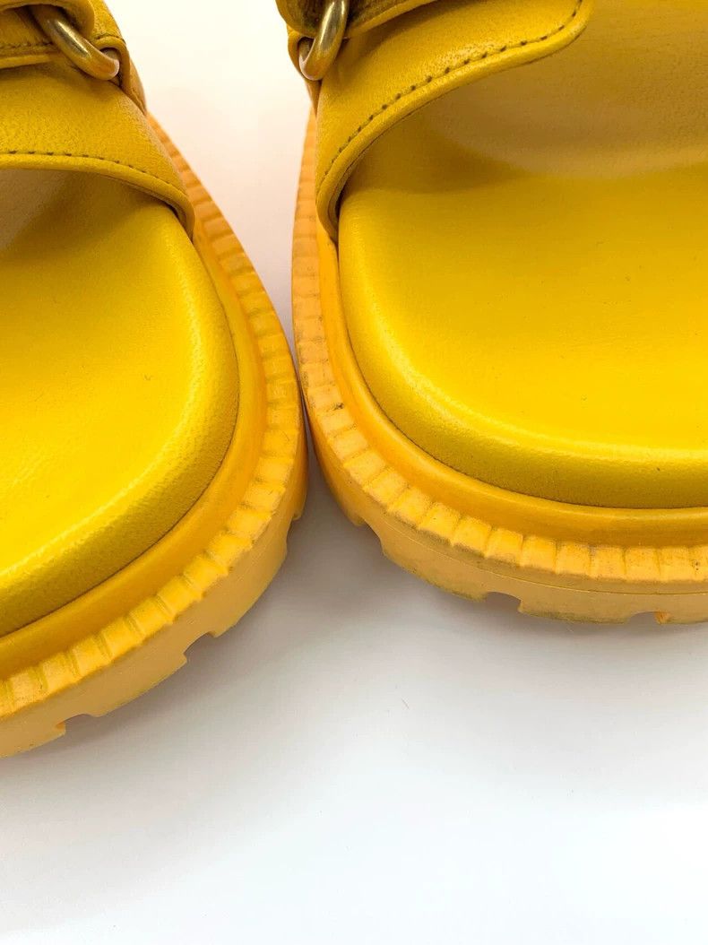 Dior Dior Dior Size 38 Yellow Logo Letter Magic Tape One-strap Leather Sandals Size US 5.5 / EU 38 - 9 Thumbnail
