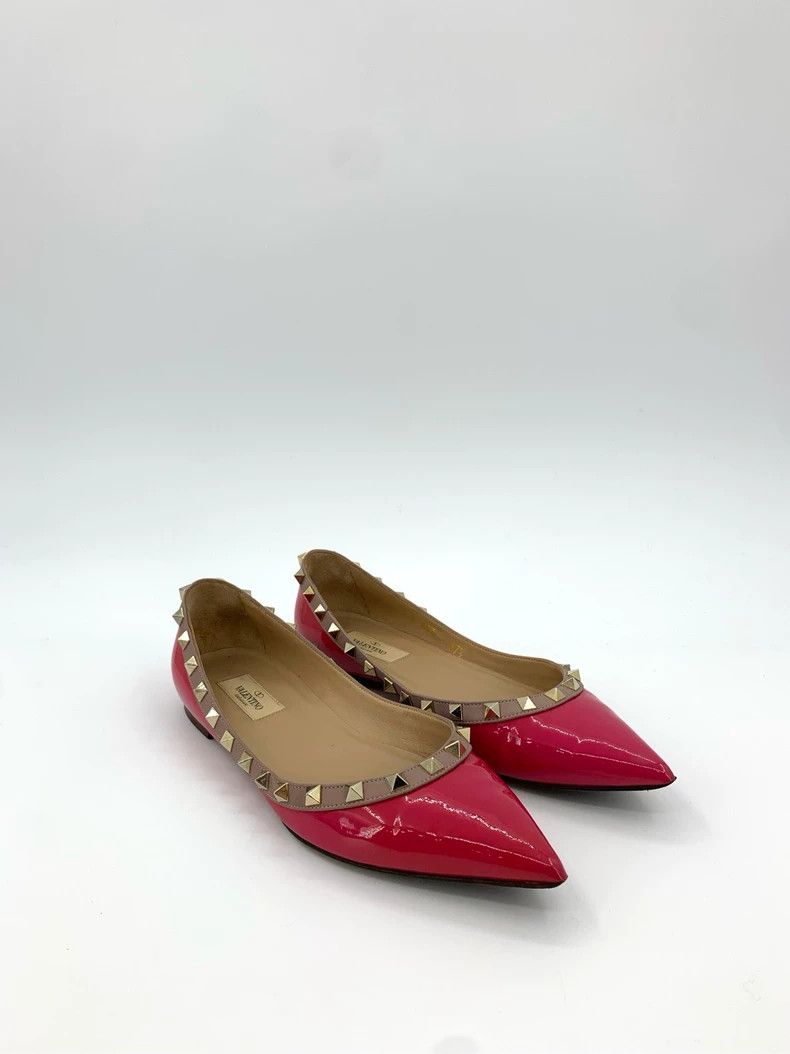 Valentino Valentino Pink studded design patent leather flat casual loafers, size 37.5 Size US 5 / EU 37 - 2 Thumbnail