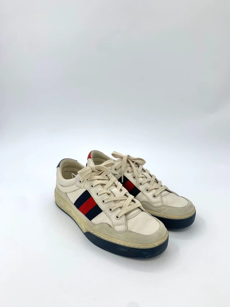 Alexander McQueen Gucci White red and blue color block lace-up casual sneakers, size 39 Size US 7 / IT 37 - 2 Thumbnail