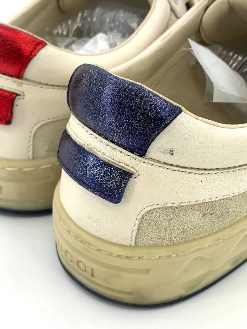 Alexander McQueen Gucci White red and blue color block lace-up casual sneakers, size 39 Size US 7 / IT 37 - 8 Thumbnail