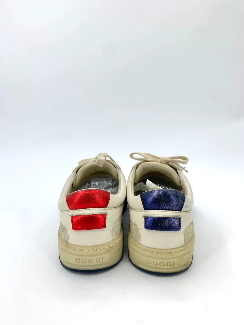 Alexander McQueen Gucci White red and blue color block lace-up casual sneakers, size 39 Size US 7 / IT 37 - 4 Thumbnail