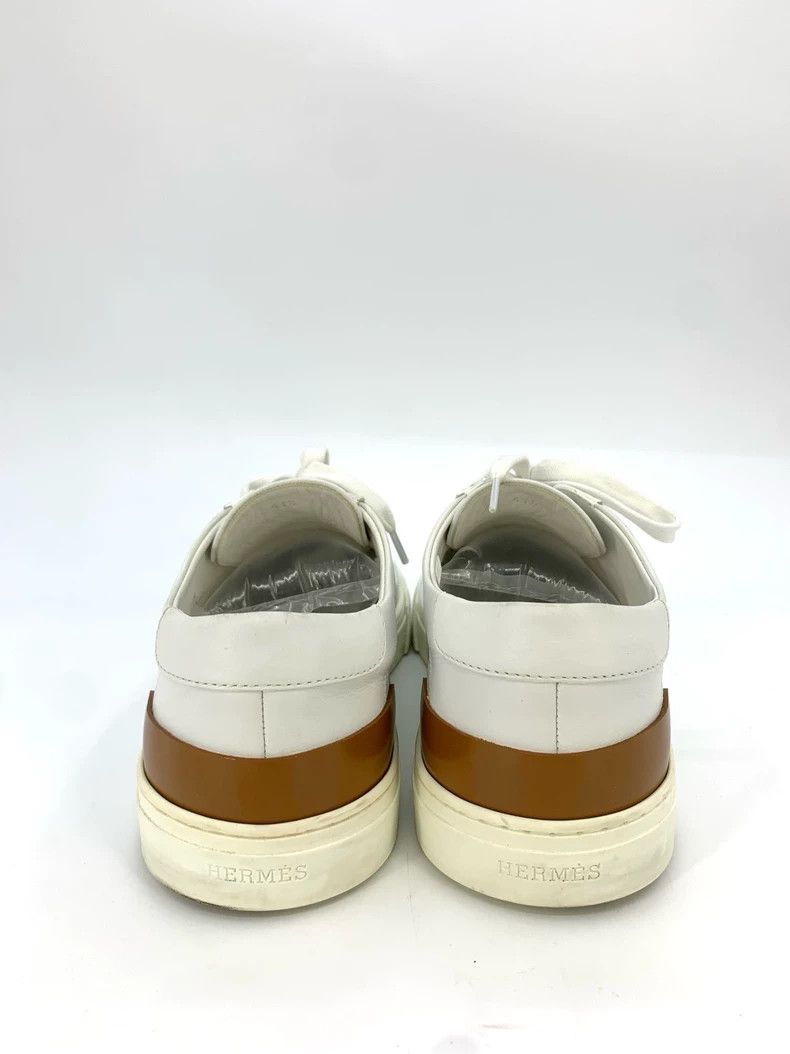 Hermes Hermes Size 41.5 Logo Embossed White Leather Laced Casual Sneakers Size US 8 / EU 41 - 4 Thumbnail