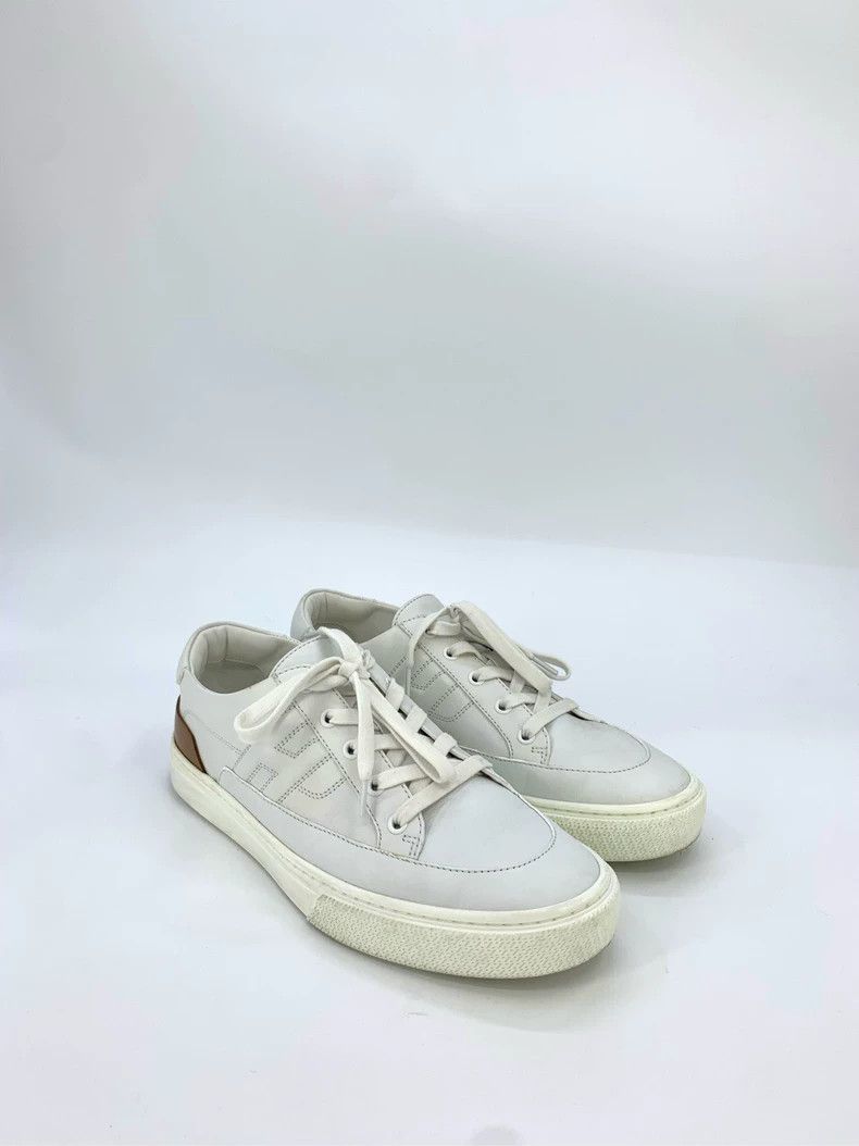 Hermes Hermes Size 41.5 Logo Embossed White Leather Laced Casual Sneakers Size US 8 / EU 41 - 2 Thumbnail