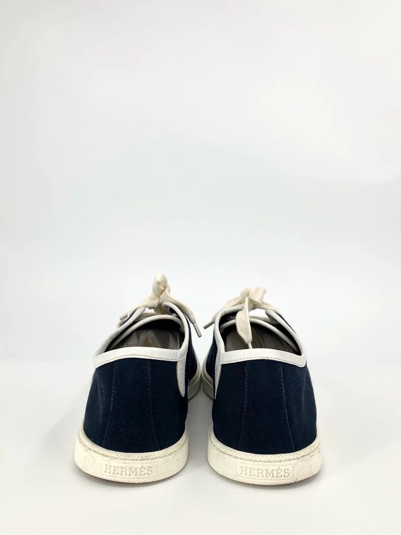 Hermes Hermes Size 42 Logo Decorated Dark Blue Laced Canvas Sneakers Size US 8.5 / EU 41-42 - 4 Thumbnail