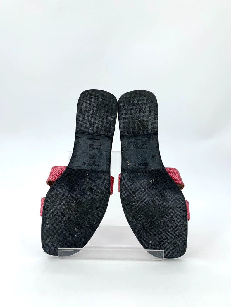 Hermes Hermes Size 39 Rose Pink Lizard Leather Flip Flops Size US 6.5 / EU 39-40 - 5 Thumbnail