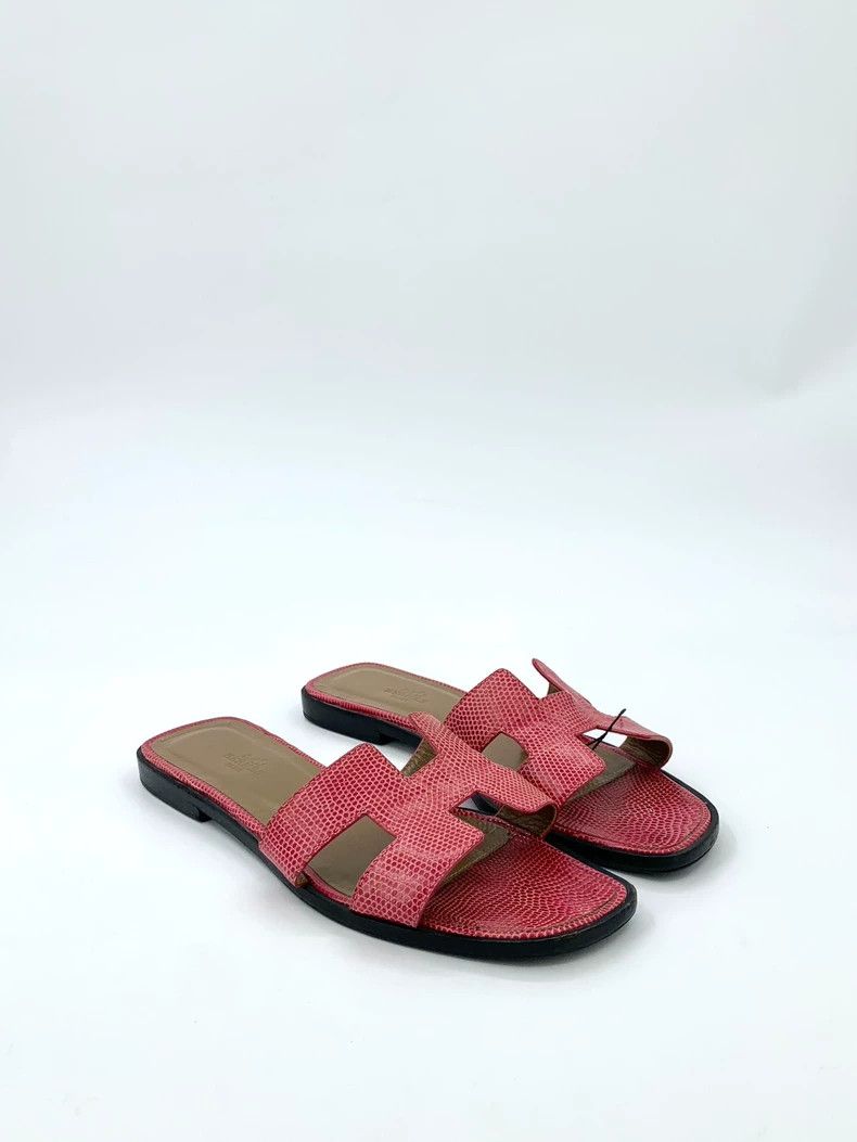 Hermes Hermes Size 39 Rose Pink Lizard Leather Flip Flops Size US 6.5 / EU 39-40 - 2 Thumbnail