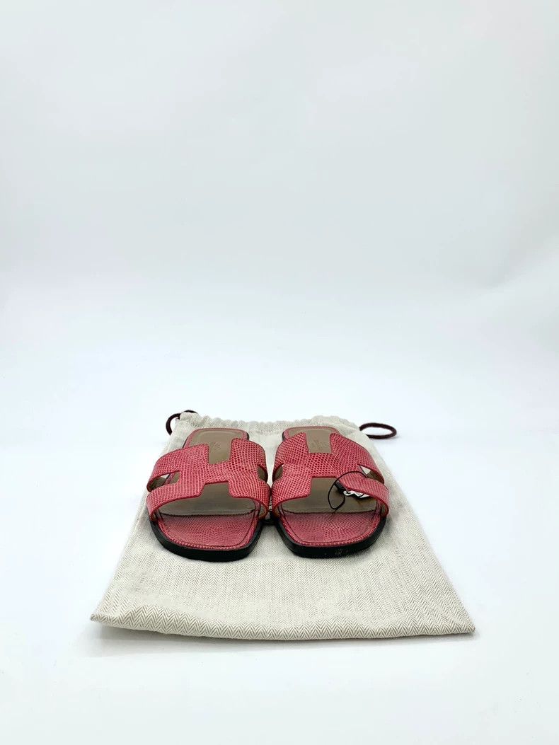Hermes Hermes Size 39 Rose Pink Lizard Leather Flip Flops Size US 6.5 / EU 39-40 - 8 Thumbnail