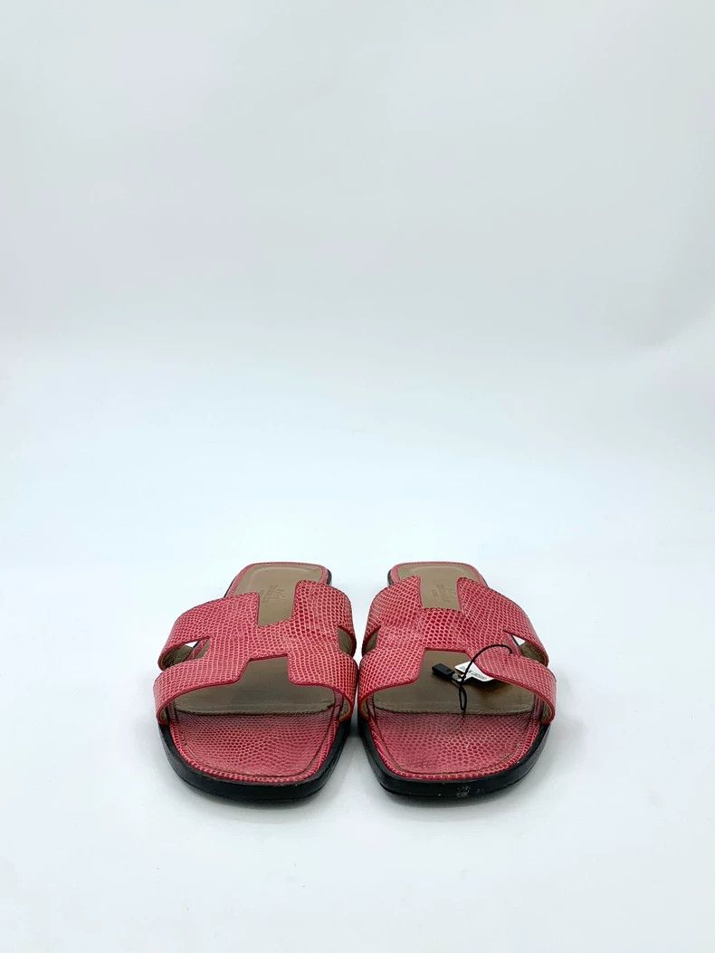 Hermes Hermes Size 39 Rose Pink Lizard Leather Flip Flops Size US 6.5 / EU 39-40 - 3 Thumbnail